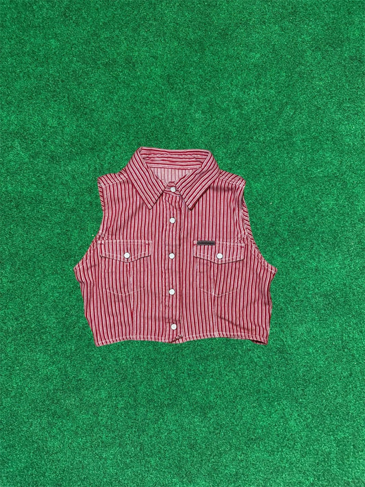 Calvin Cropped Candy Cane Denim Vest top
