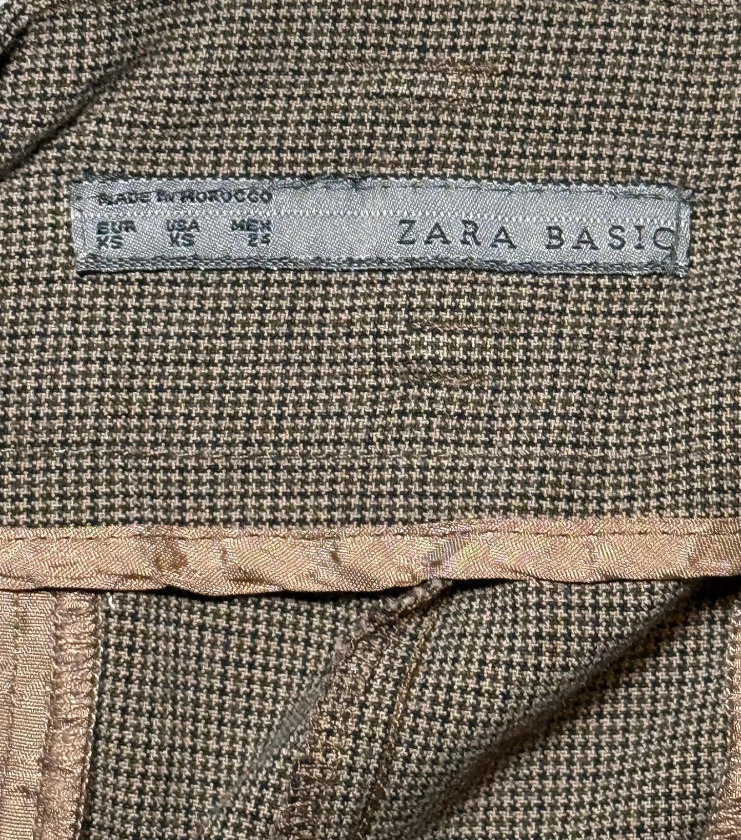 Pantalon en laine à motif pied-de-poule avec bande