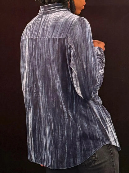 Velvety Blue Collar Button Down