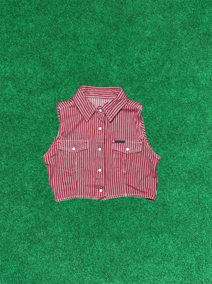 Calvin Cropped Candy Cane Denim Vest top