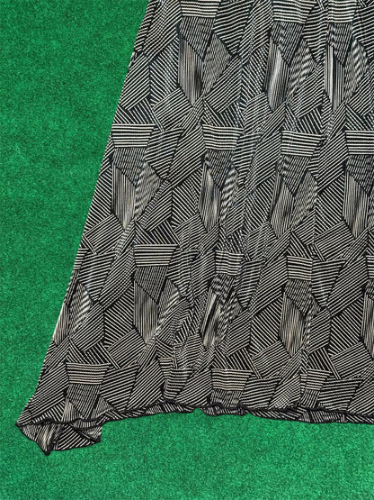 "Connected" Petite Geo-Abstract Cap Sleeve Midi Dress w/ Tie Belt