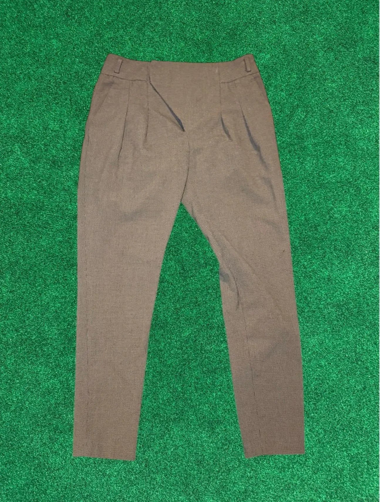 Houndstooth wool band pants