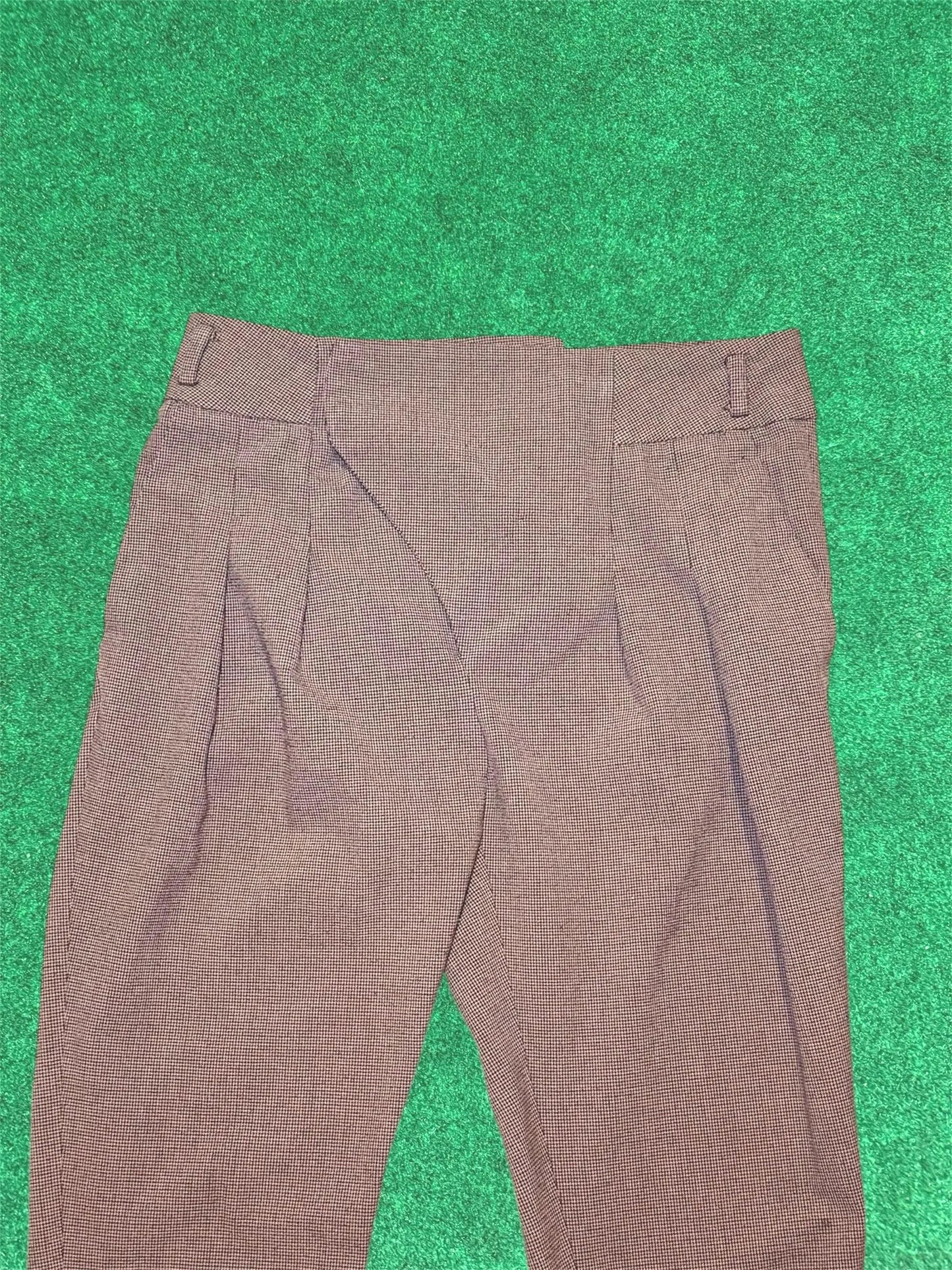 Houndstooth wool band pants