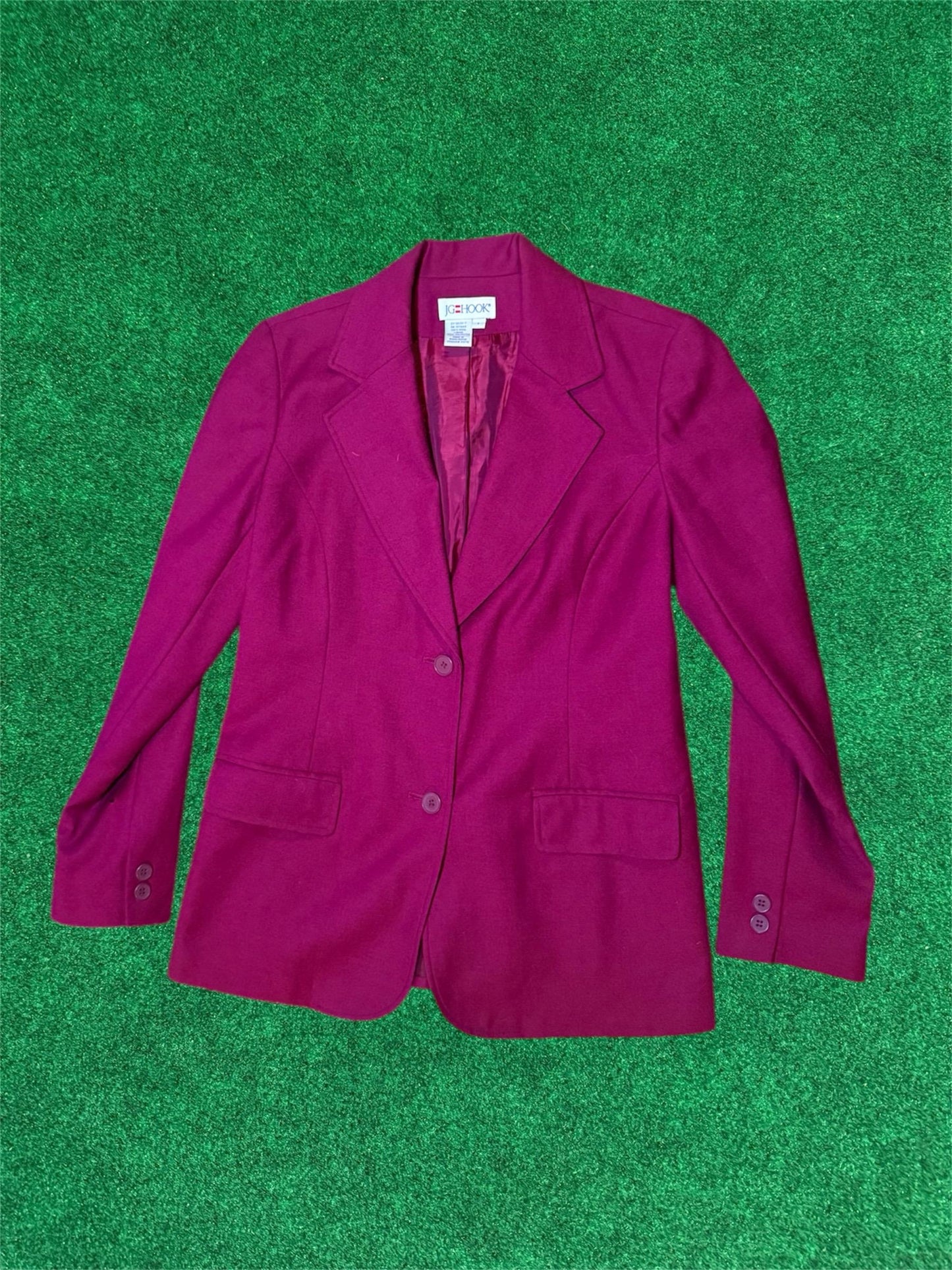 Blazer abotonado fucsia con bolsillos