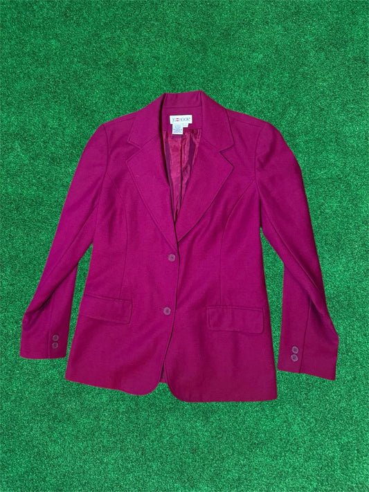 Fuchsia button-down blazer with pockets