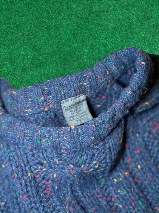 Blue Confetti Cable Knit Sweater
