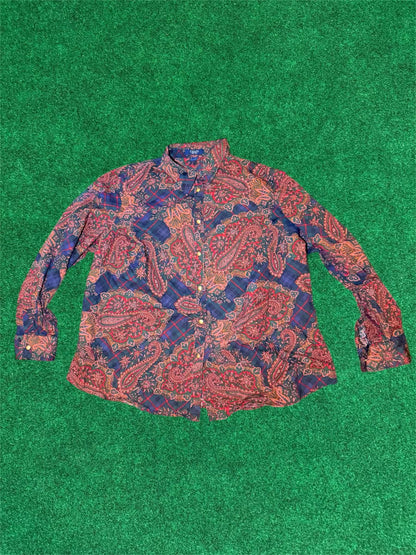 Paisley Print Button-down 2X Shirt