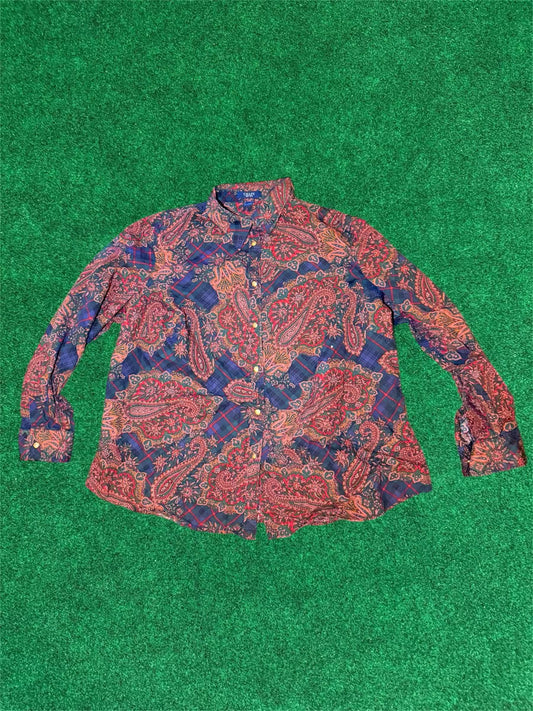 Paisley Print Button-down 2X Shirt